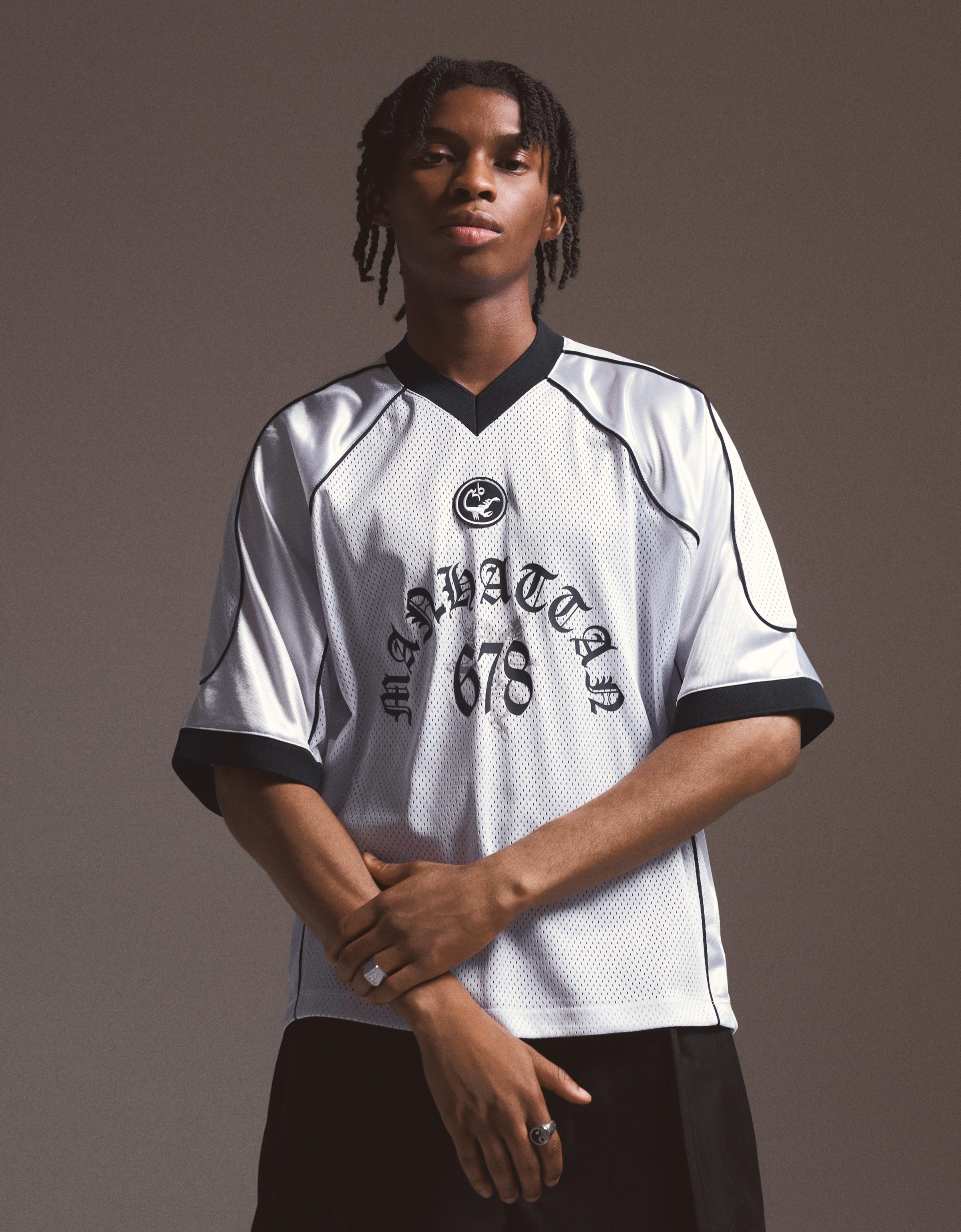 Bershka Camiseta Manga Corta Mesh Hombre L Blanco
