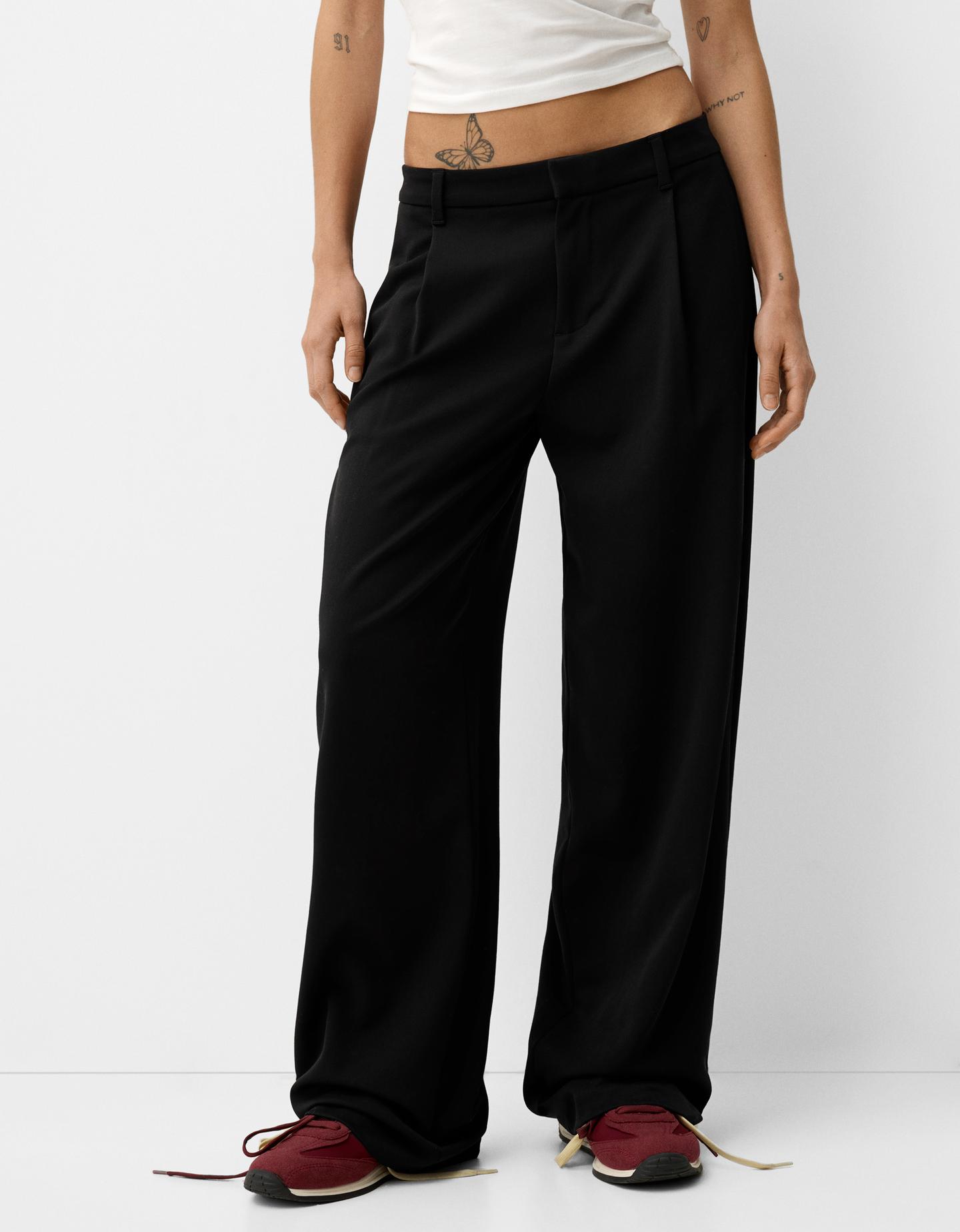 Bershka Pantaloni Baggy Low Rise Donna 10-12 Nero