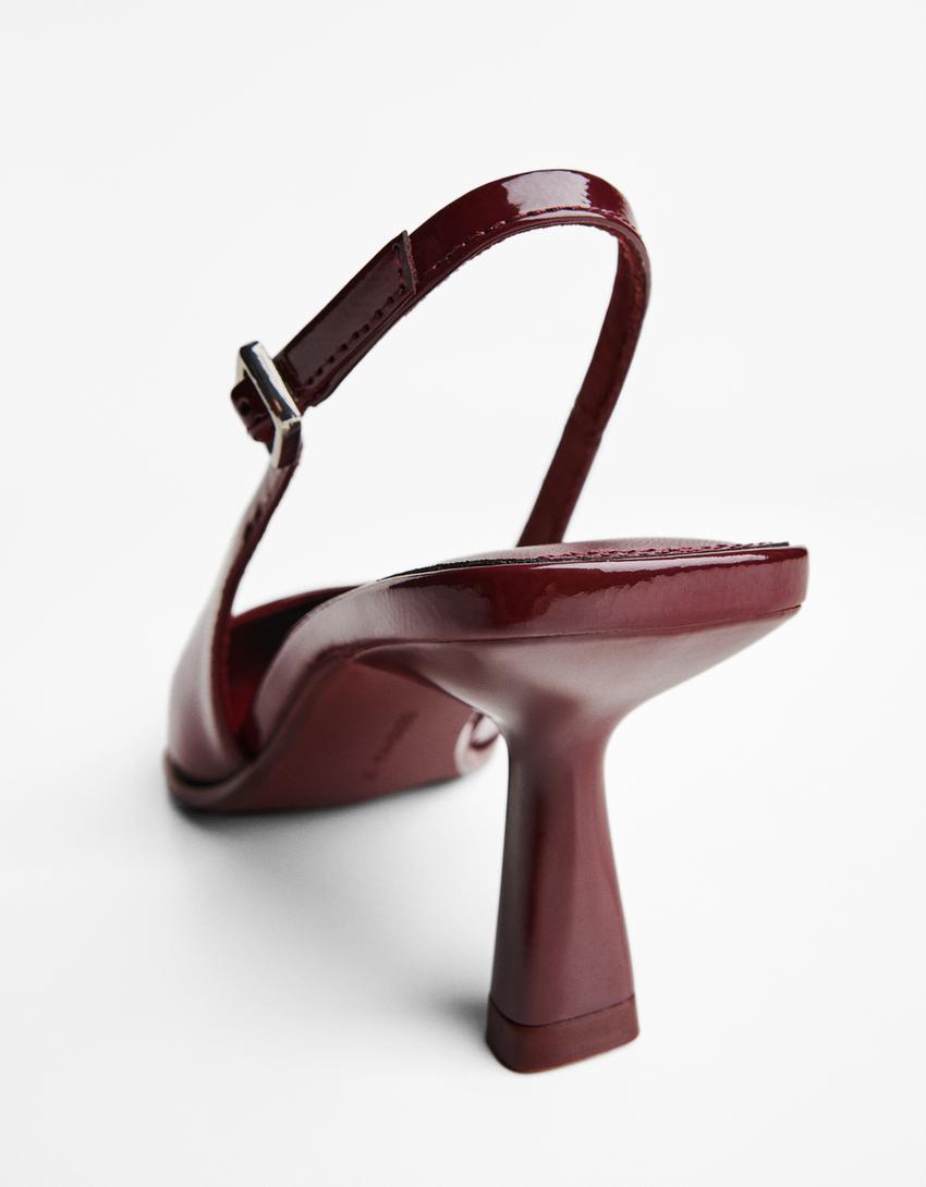Kitten heel slingback shoes-Maroon