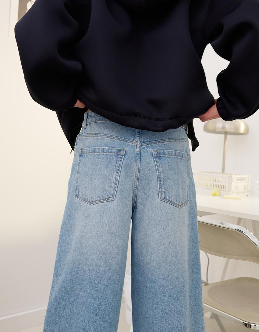 Bermuda jort denim baggy-Bleu lavé-1