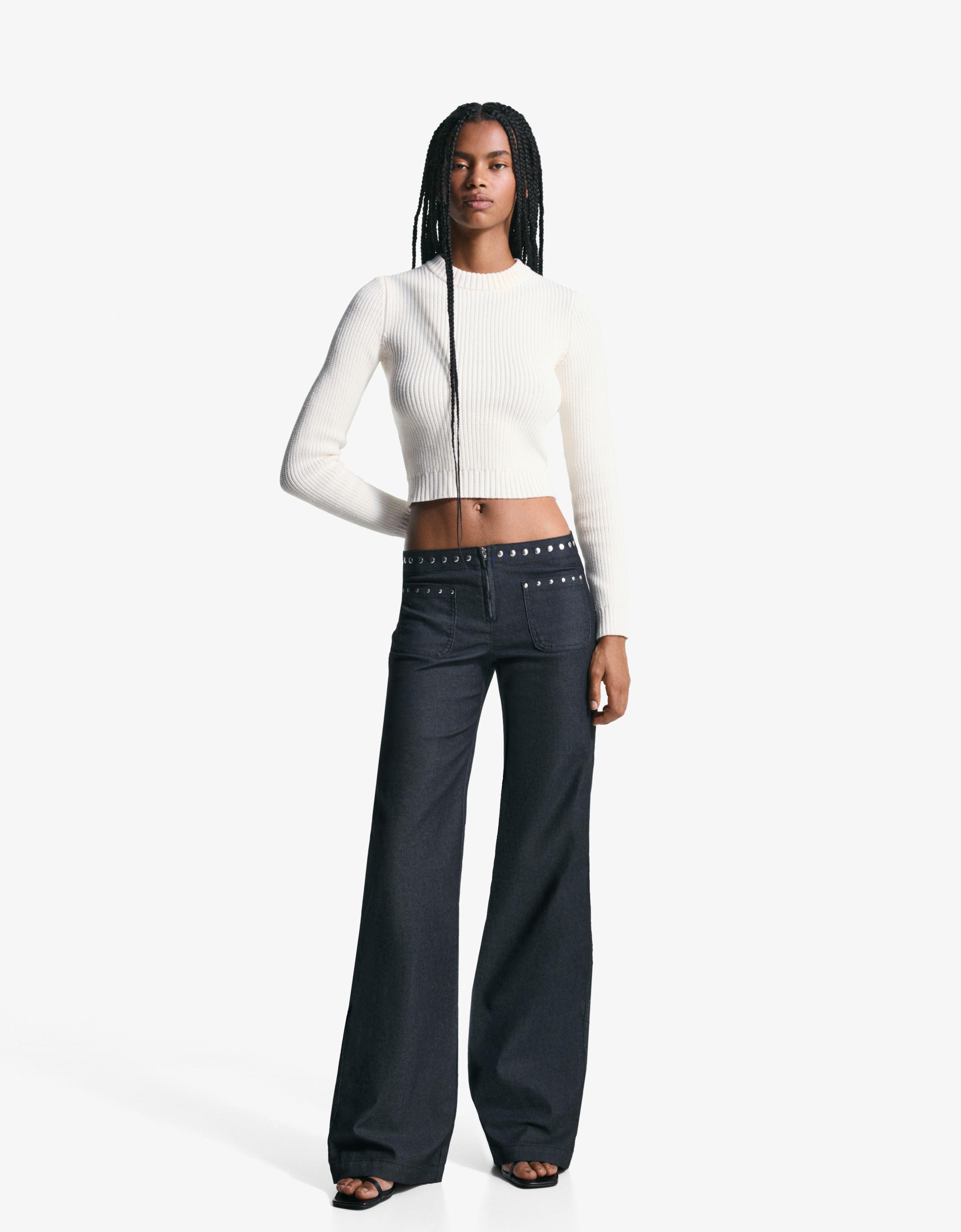 Bershka Pullover Mit Rundausschnitt Damen M Rohweiß
