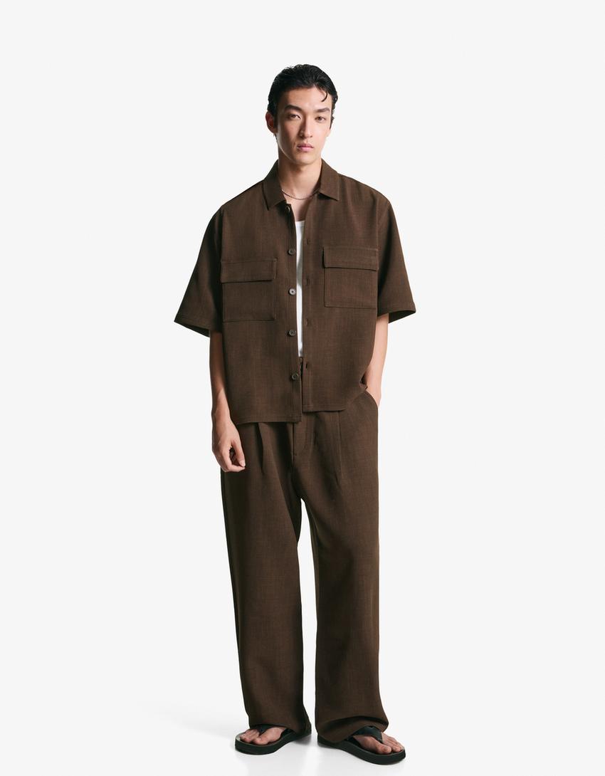 Super baggy tailored trousers-Brown-0