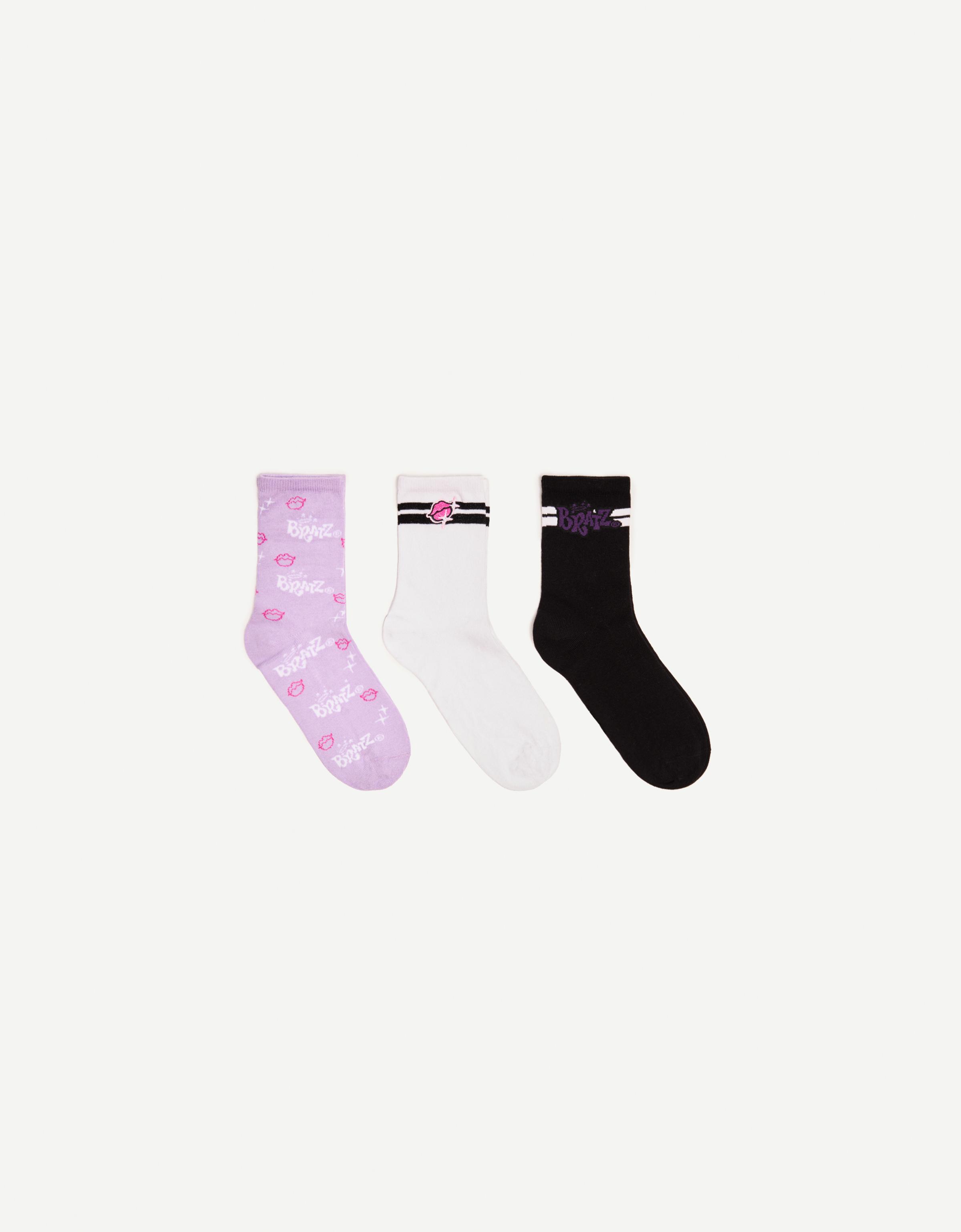 Bershka 3er-Pack Socken Bratz Damen Schwarz