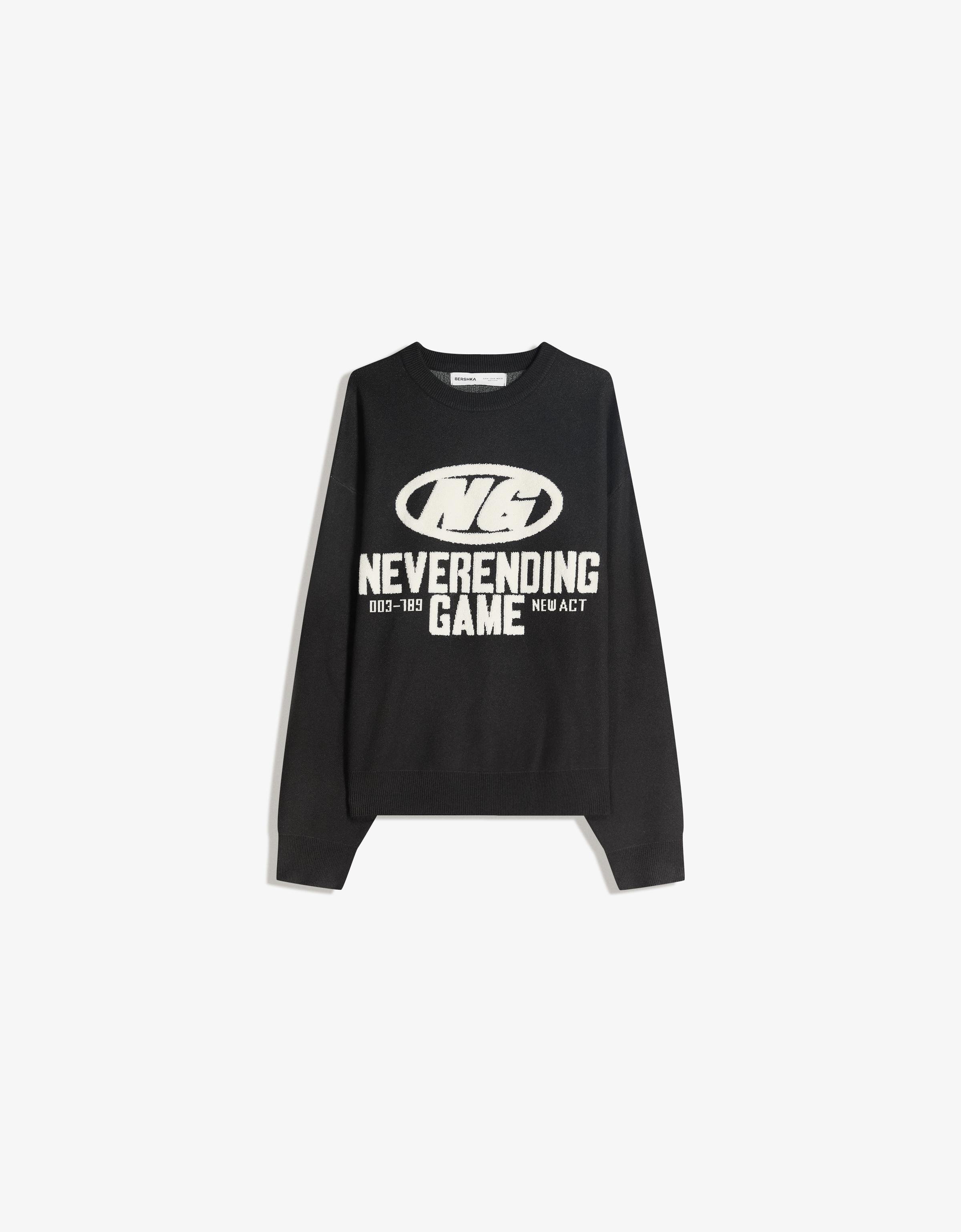 Bershka Jersey Mit Print Herren Xl Schwarz
