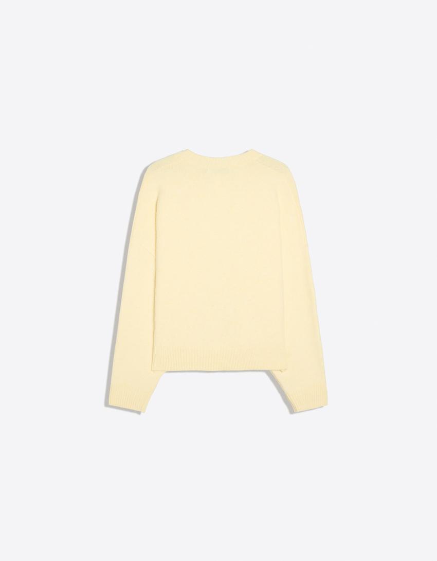 Jersey cuello redondo boxy-Amarillo