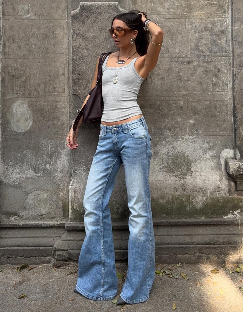 Ribbed vest top-Grey