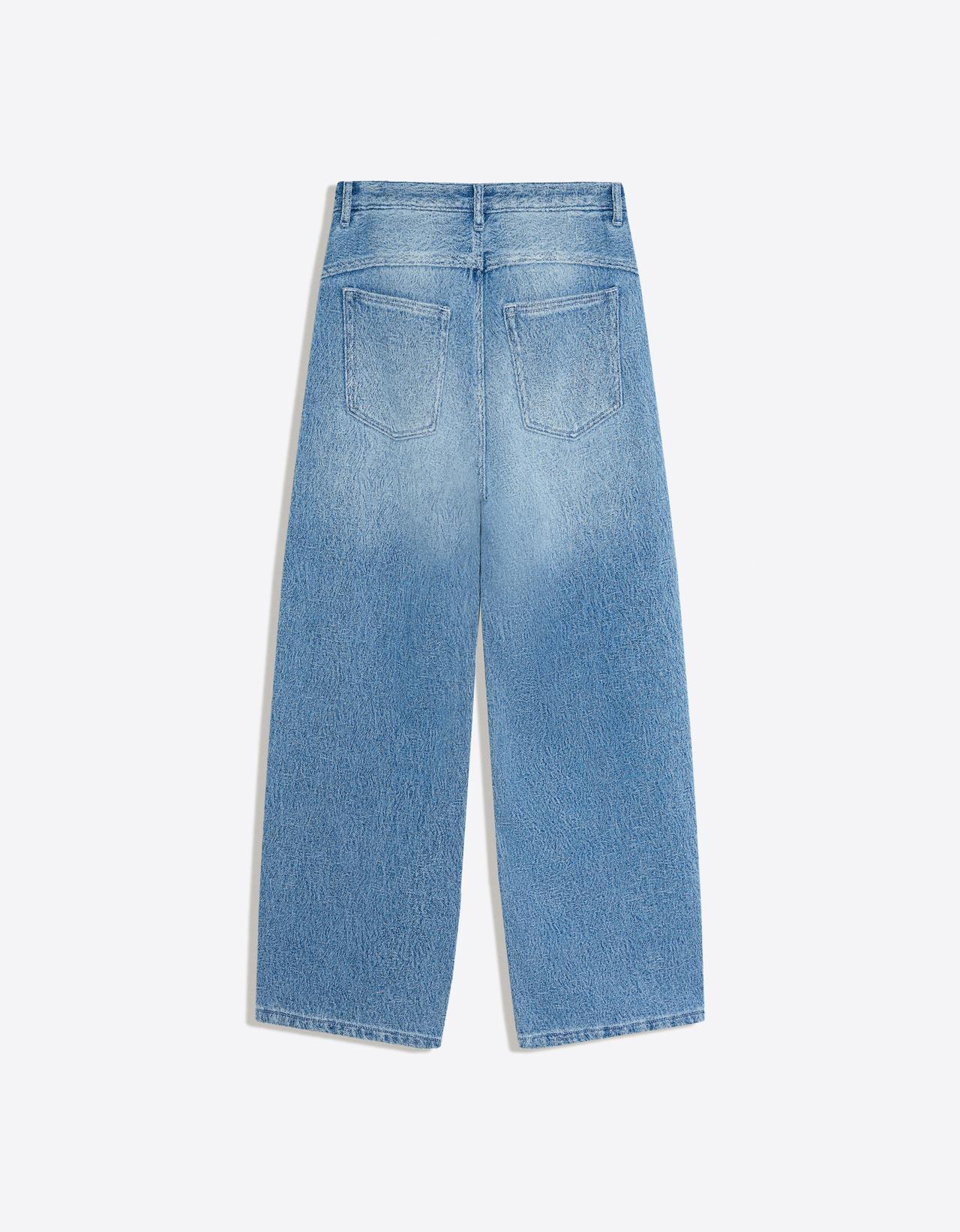 Textured barrel-leg jeans — Light blue