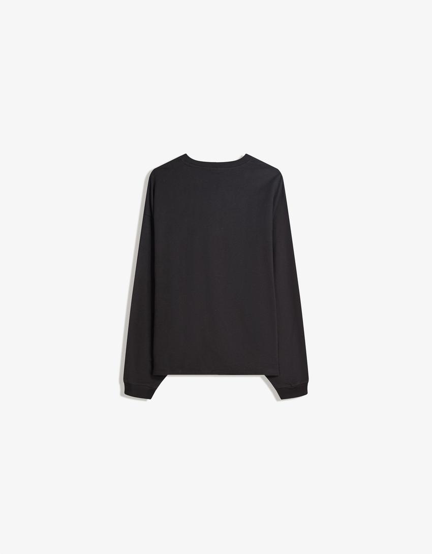 Camiseta manga larga boxy-Negro-5