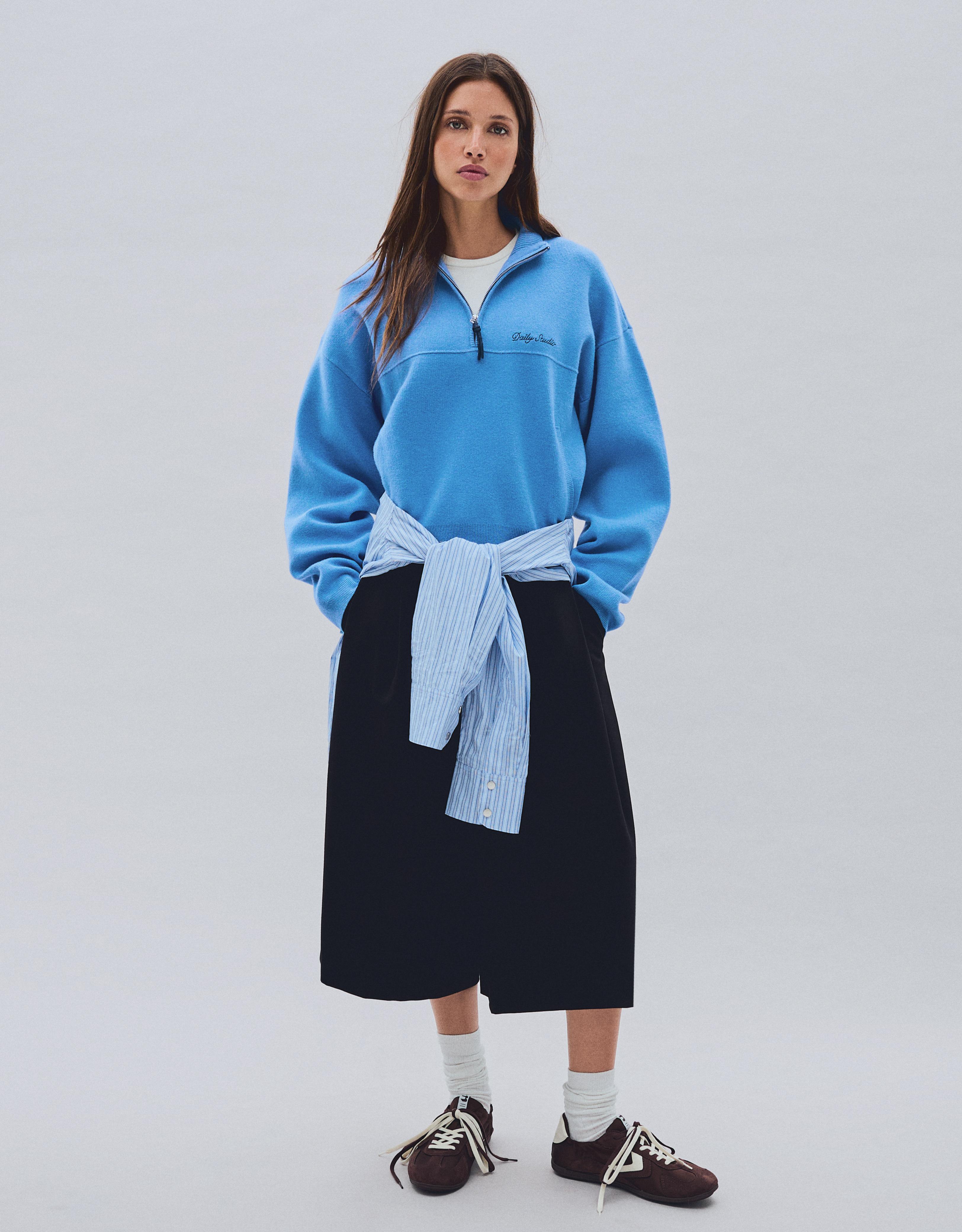 Embroidered zip-up jumper — Blue