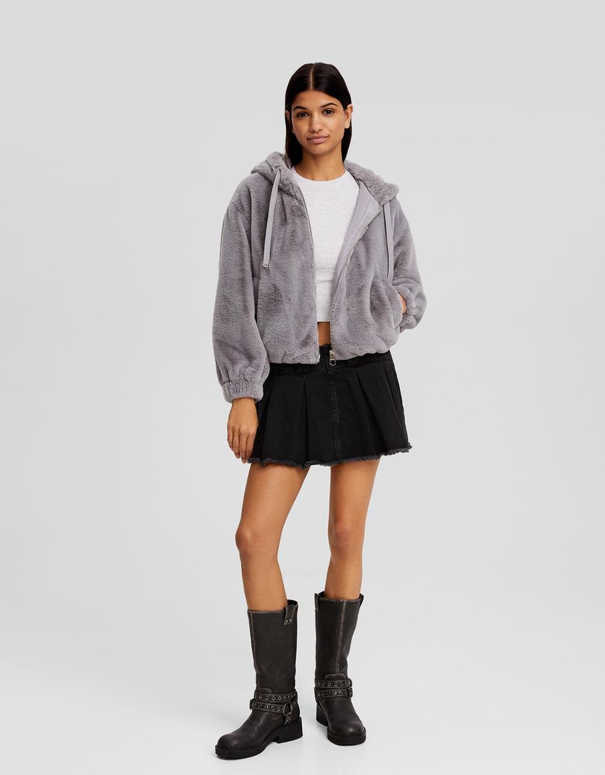 Gilet polaire capuche-Gris-3