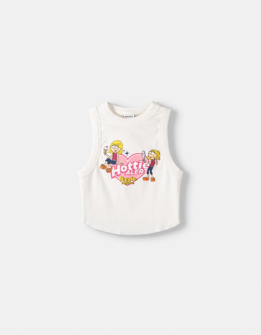 توب Lizzie McGuire-أبيض مطفي-4