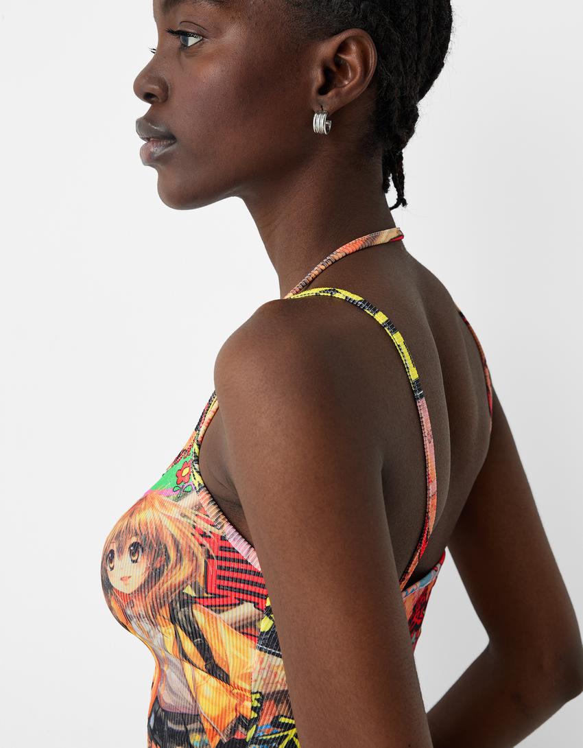 Strappy anime top-Black-5