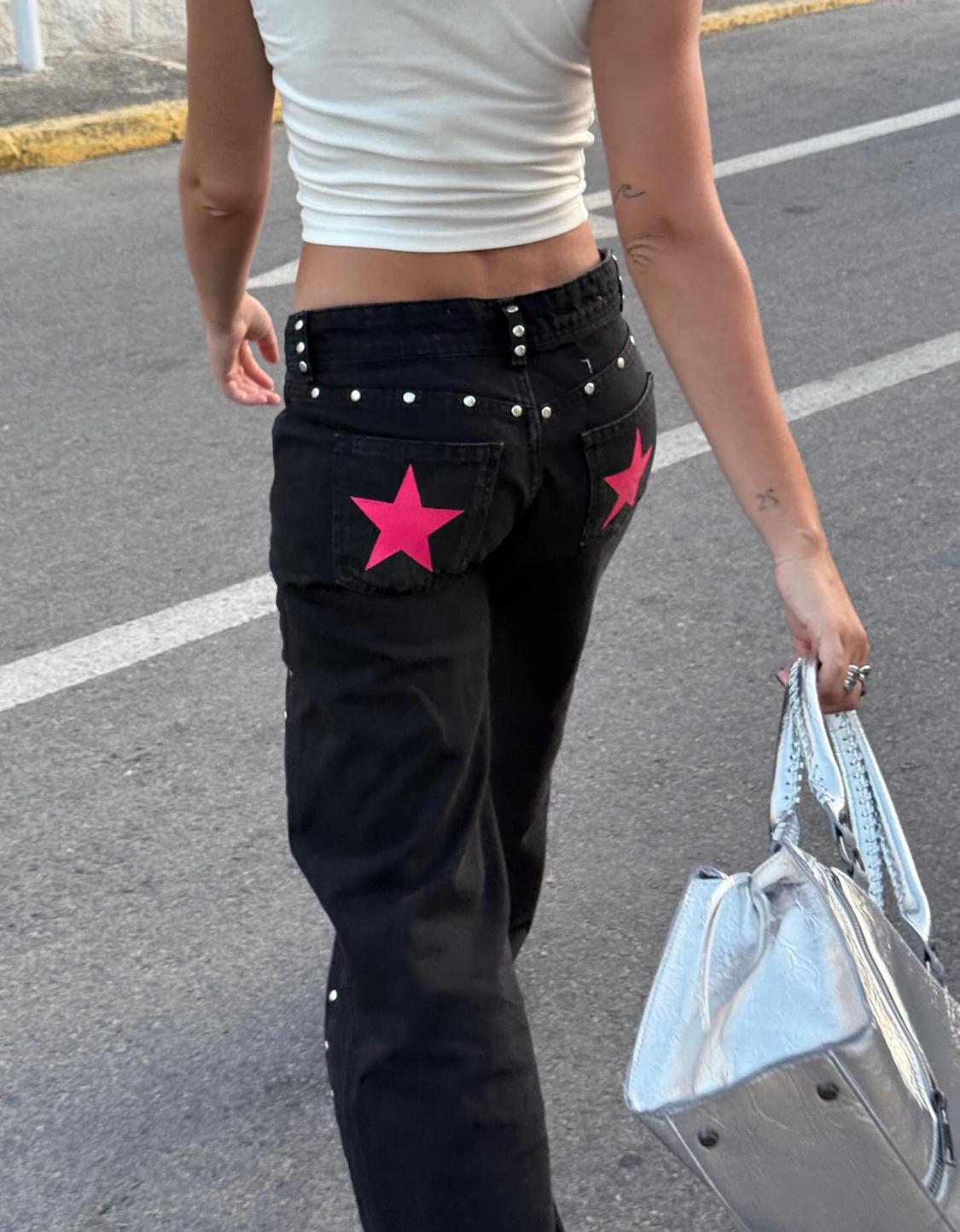 Baggy jeans with stars and studs