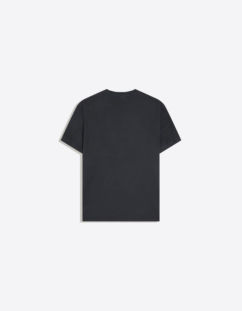 Camiseta manga corta roll up print-Gris