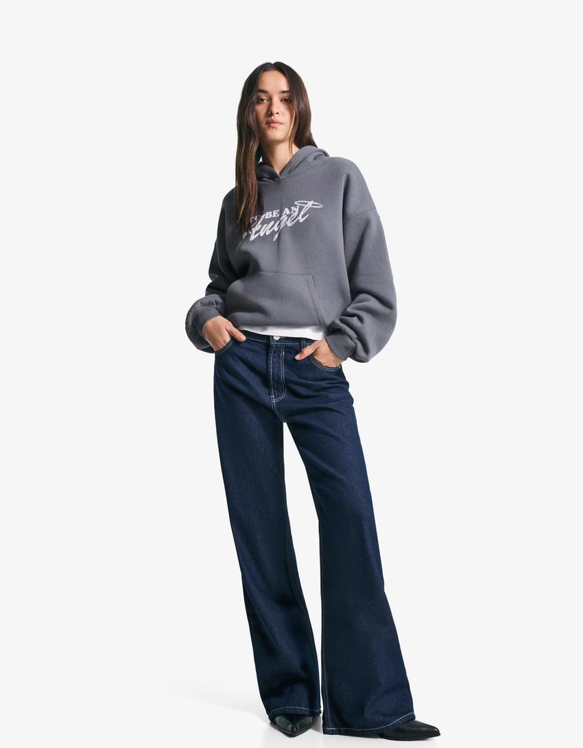 Sweat capuche imprimé-Gris foncé