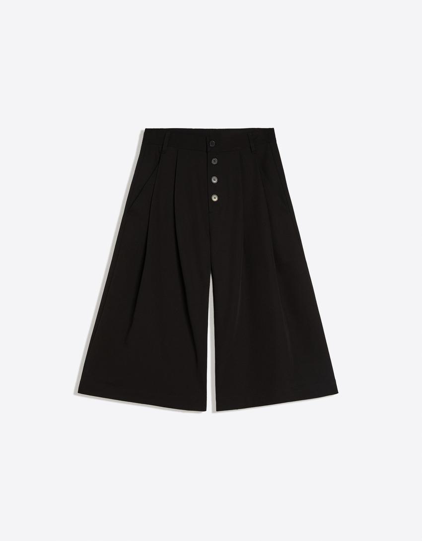 Bermuda culotte listrada-Preto
