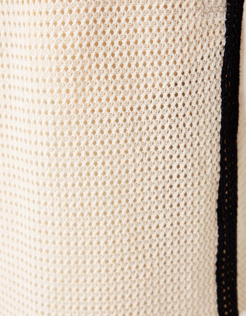 Calções bermuda rústicos faixa lateral-Gelo-5