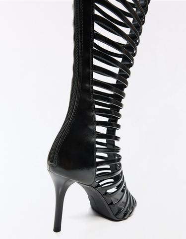 MULTI-STRAP HEELED BOOT SANDALS — BLACK 3
