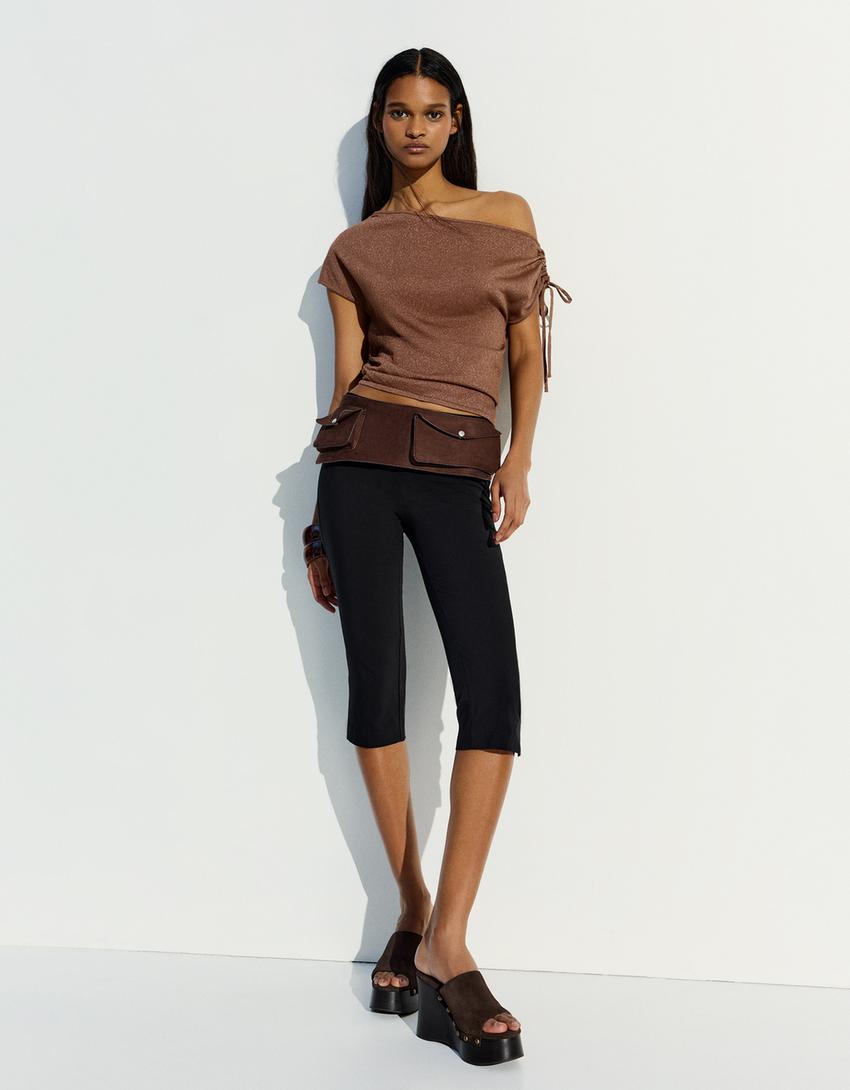 Asymmetric T-shirt-Brown