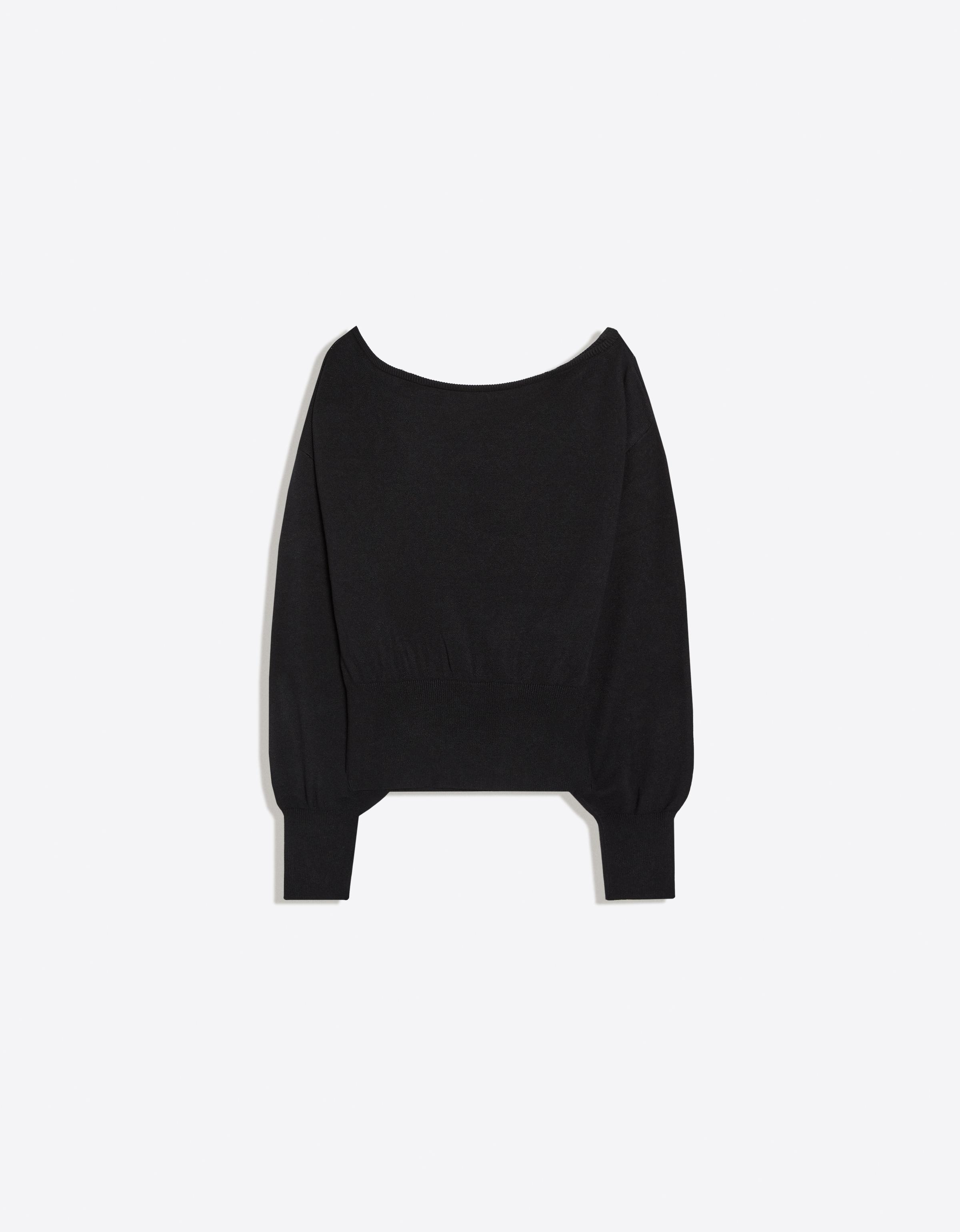 Asymmetric neck jumper — Black
