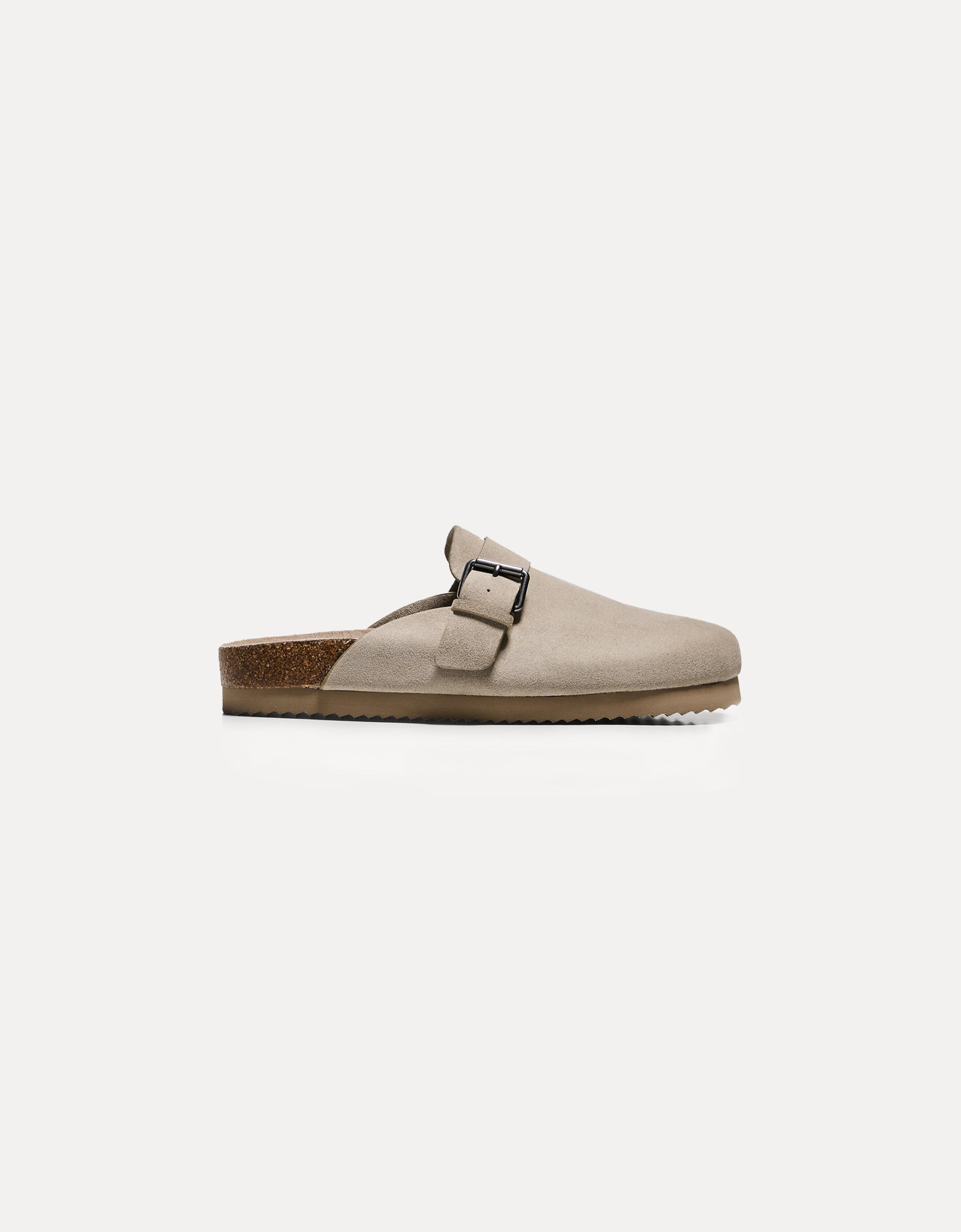 Clogs with buckle detail — TAUPE