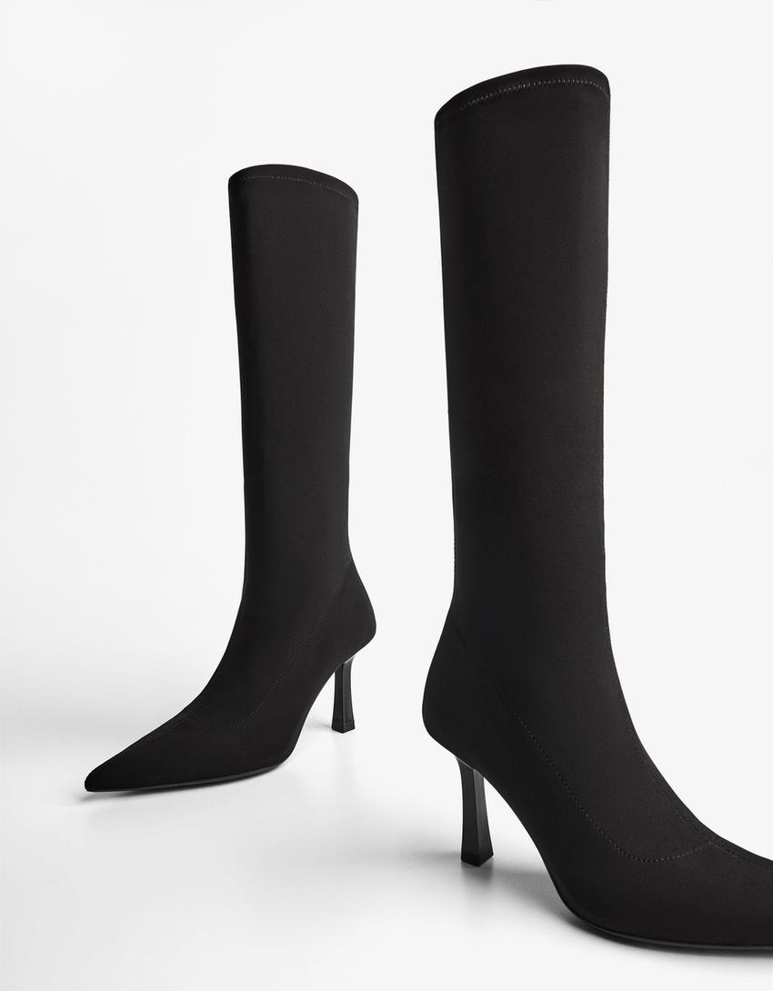 Bota tacón tecido-Negro