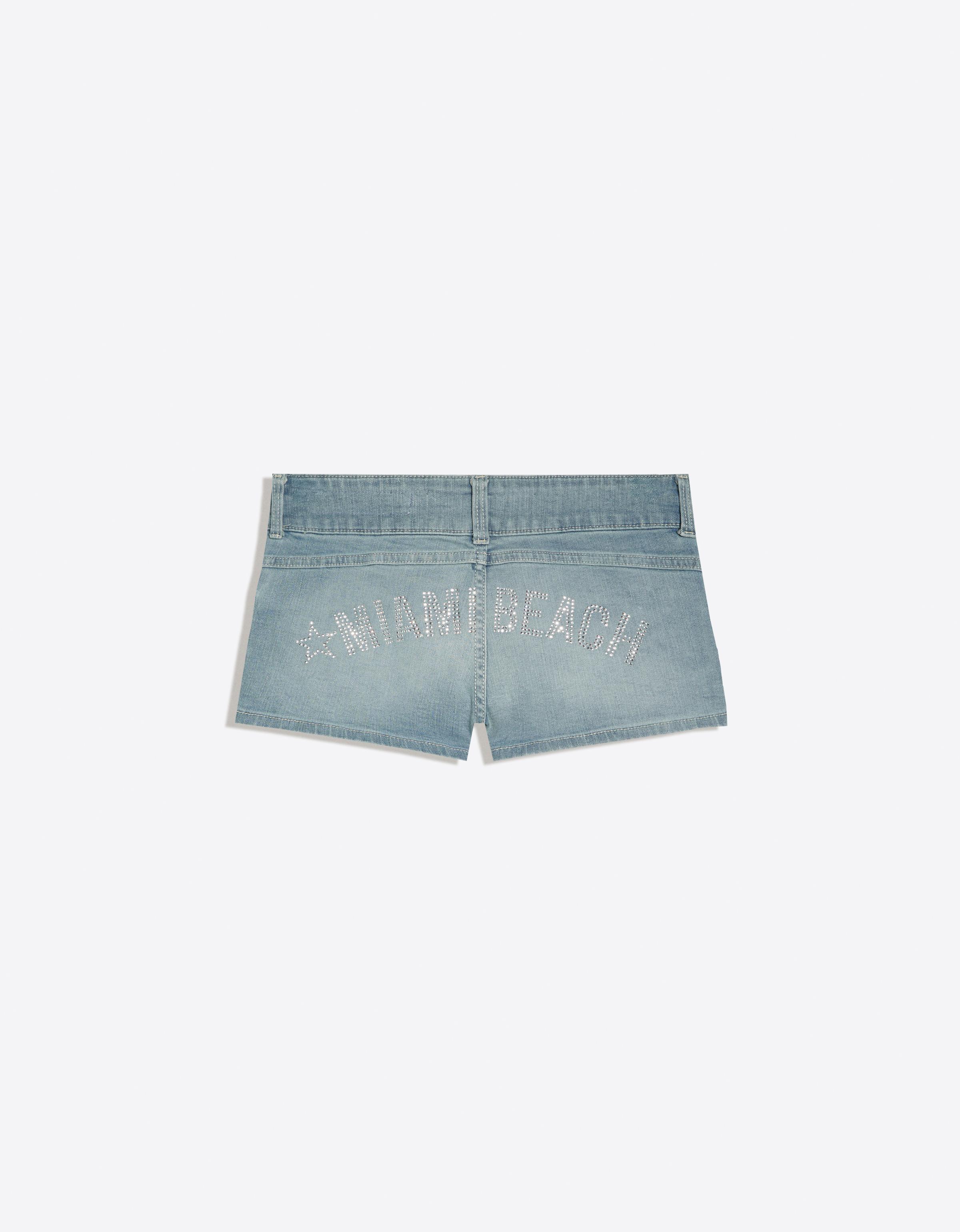 Printed denim shorts — Light blue