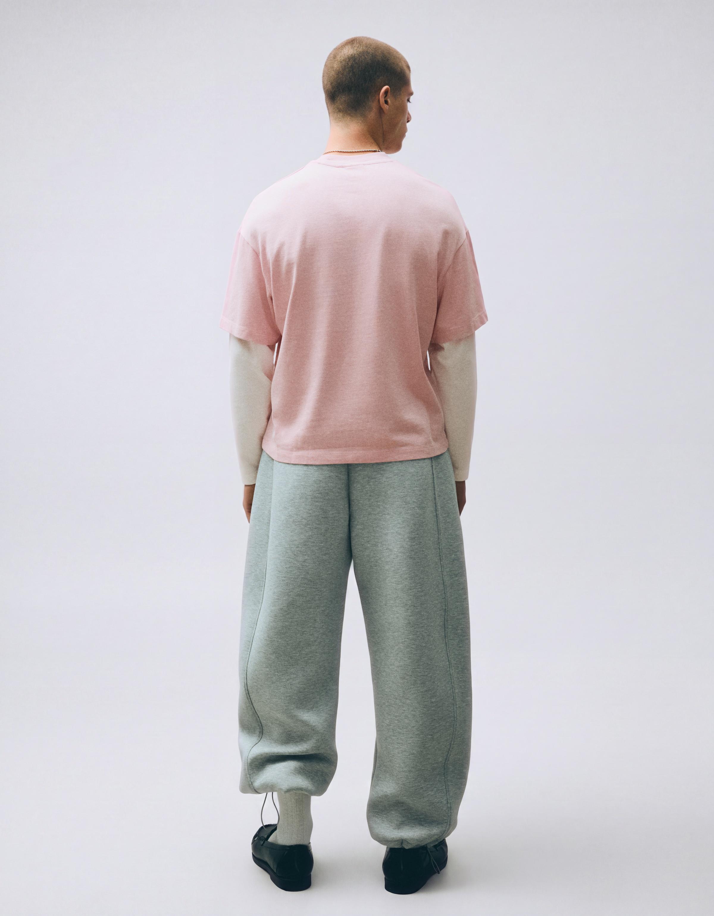 Contrast double-sleeve T-shirt — Pink