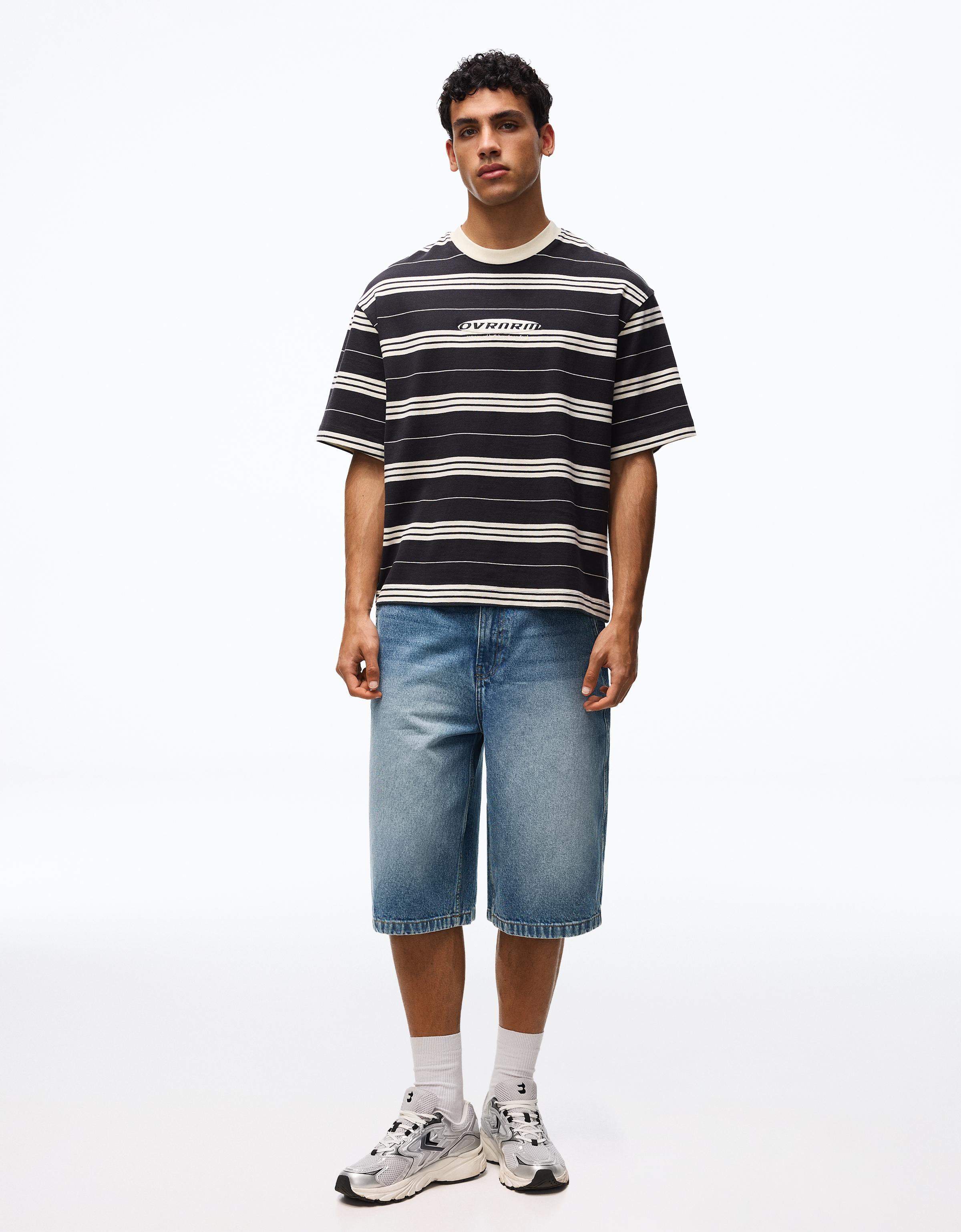 Skater denim Bermuda shorts — Light blue