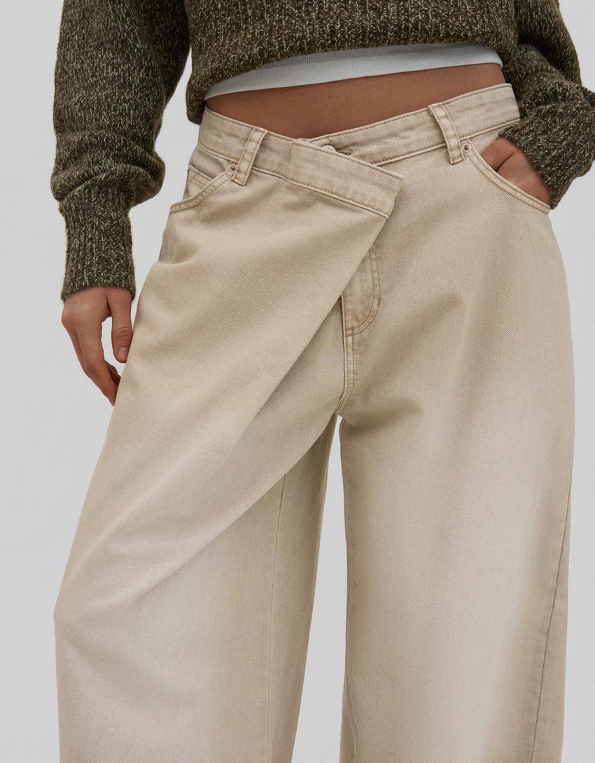 Barrel-leg trousers-Beige