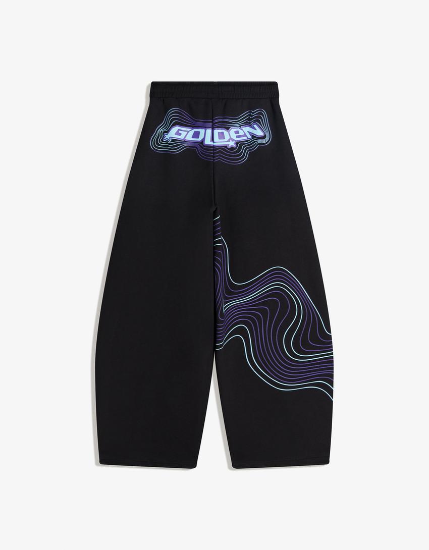 KPop Demon Hunters Huntr/x felpazko barrel print galtzak-Beltza