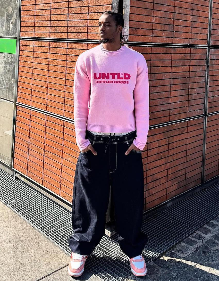 Printed jacquard sweater-Pink