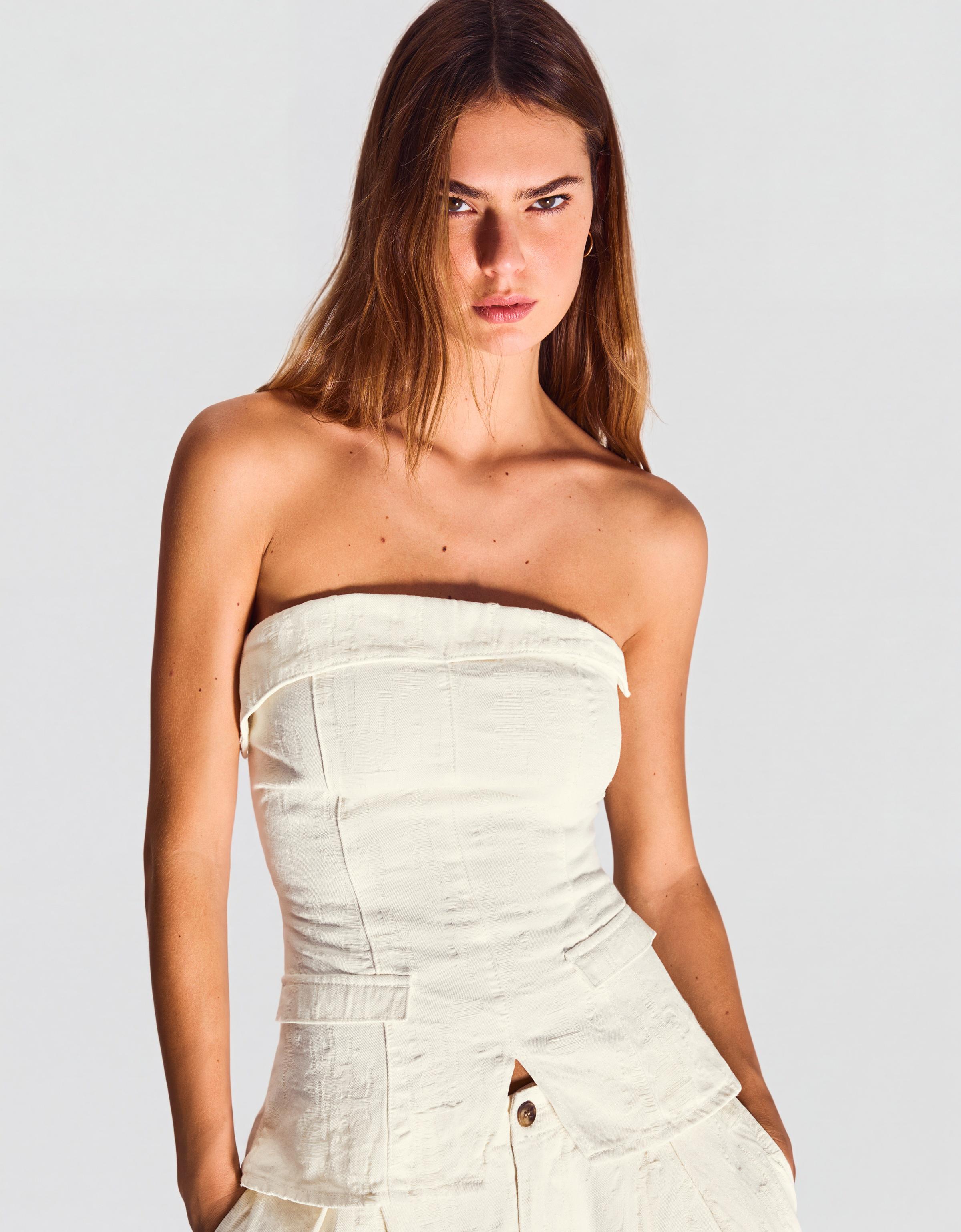 Denim bandeau top - Görsel 19