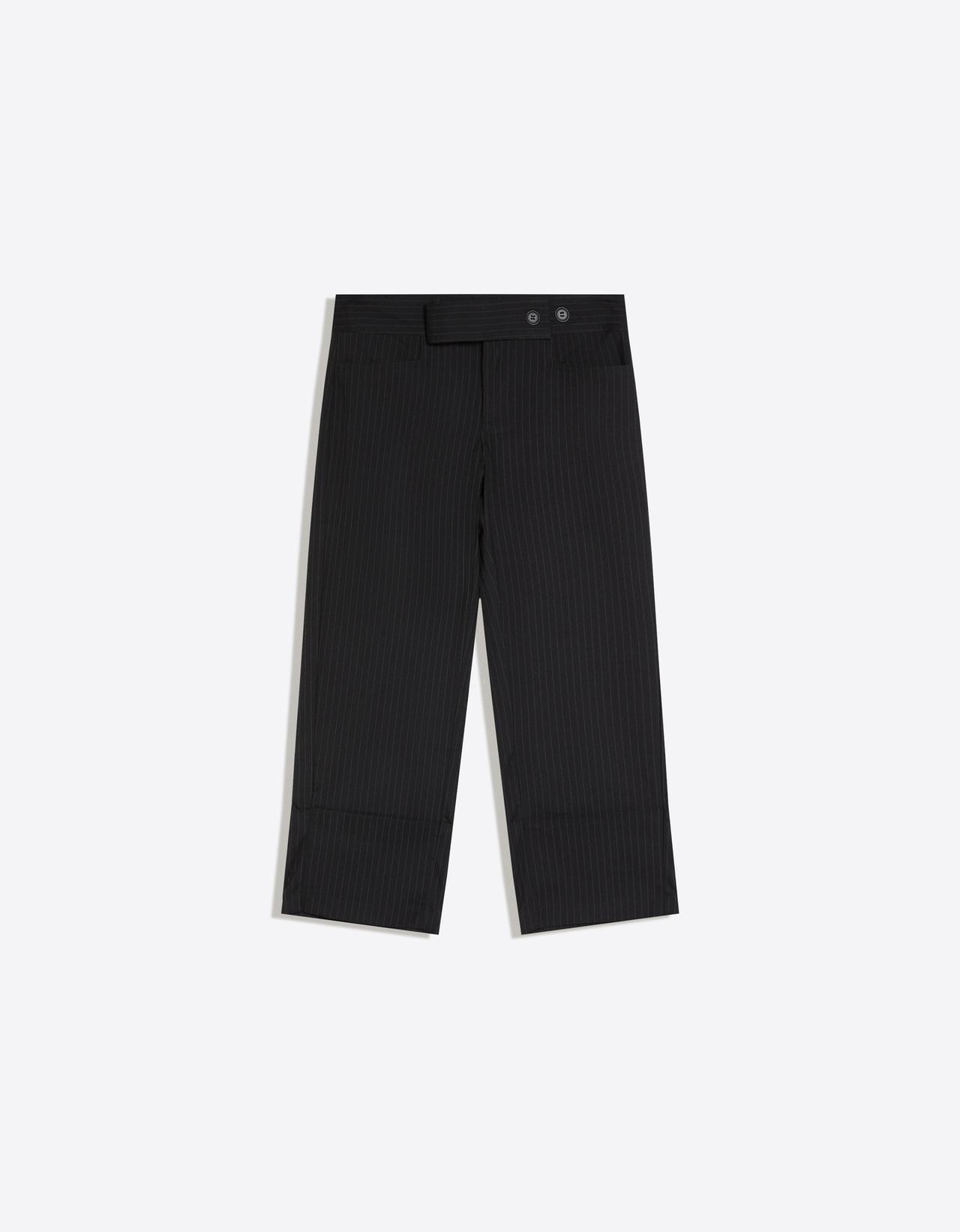 Wide turn-up capris — White / Black