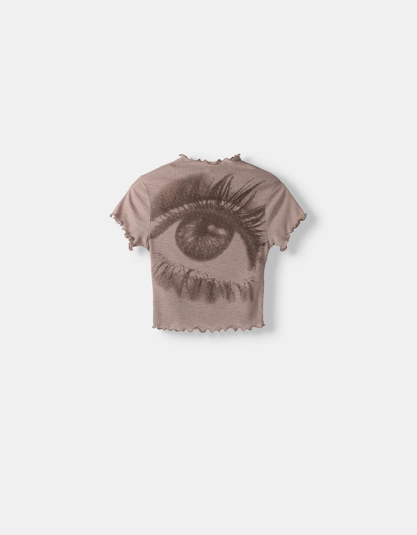 Short sleeve rustic T-shirt with print-Grey-4