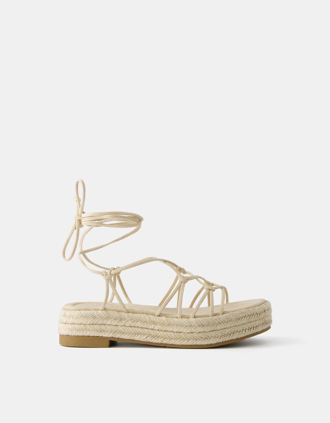 صندل جوت مسطح بأربطة