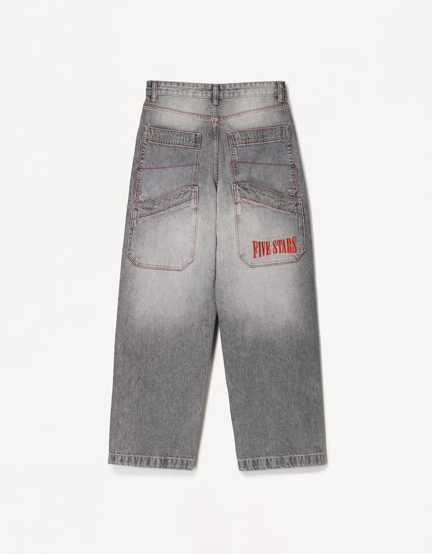 Jeans superbaggy-Gris-1