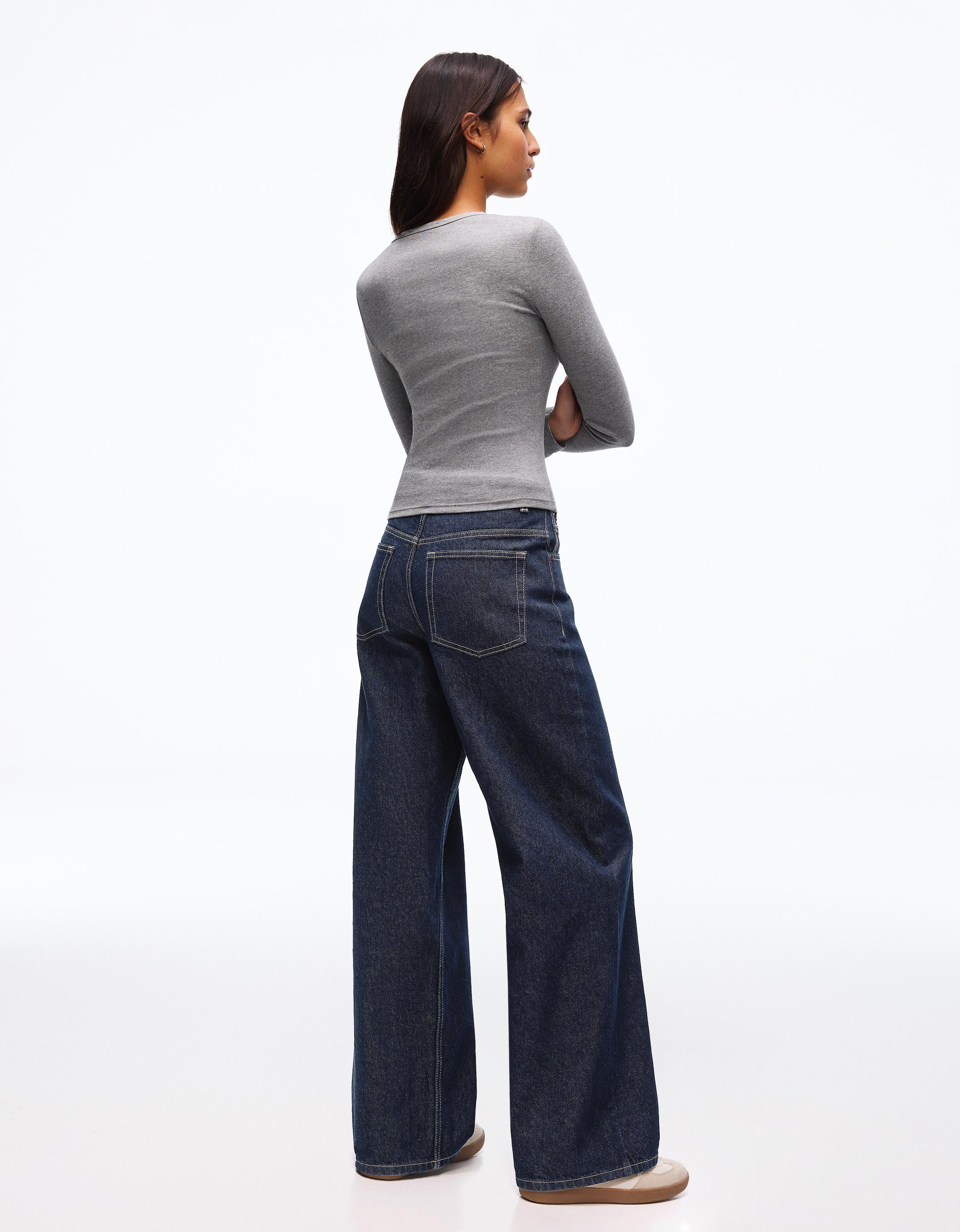 Çapraz belli yüksek bel geniş paça jean - Görsel 47