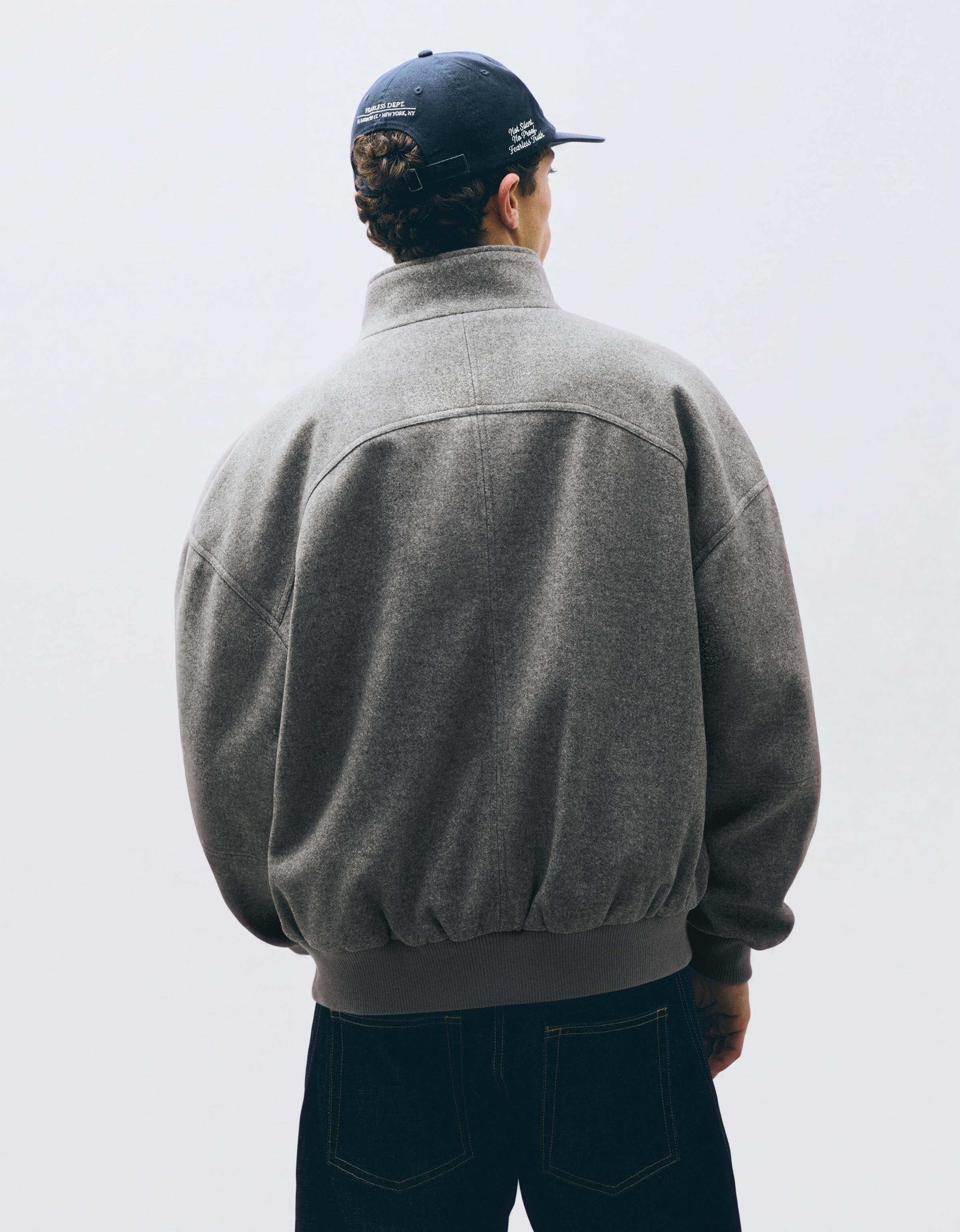 Felt-effect bomber jacket — Grey