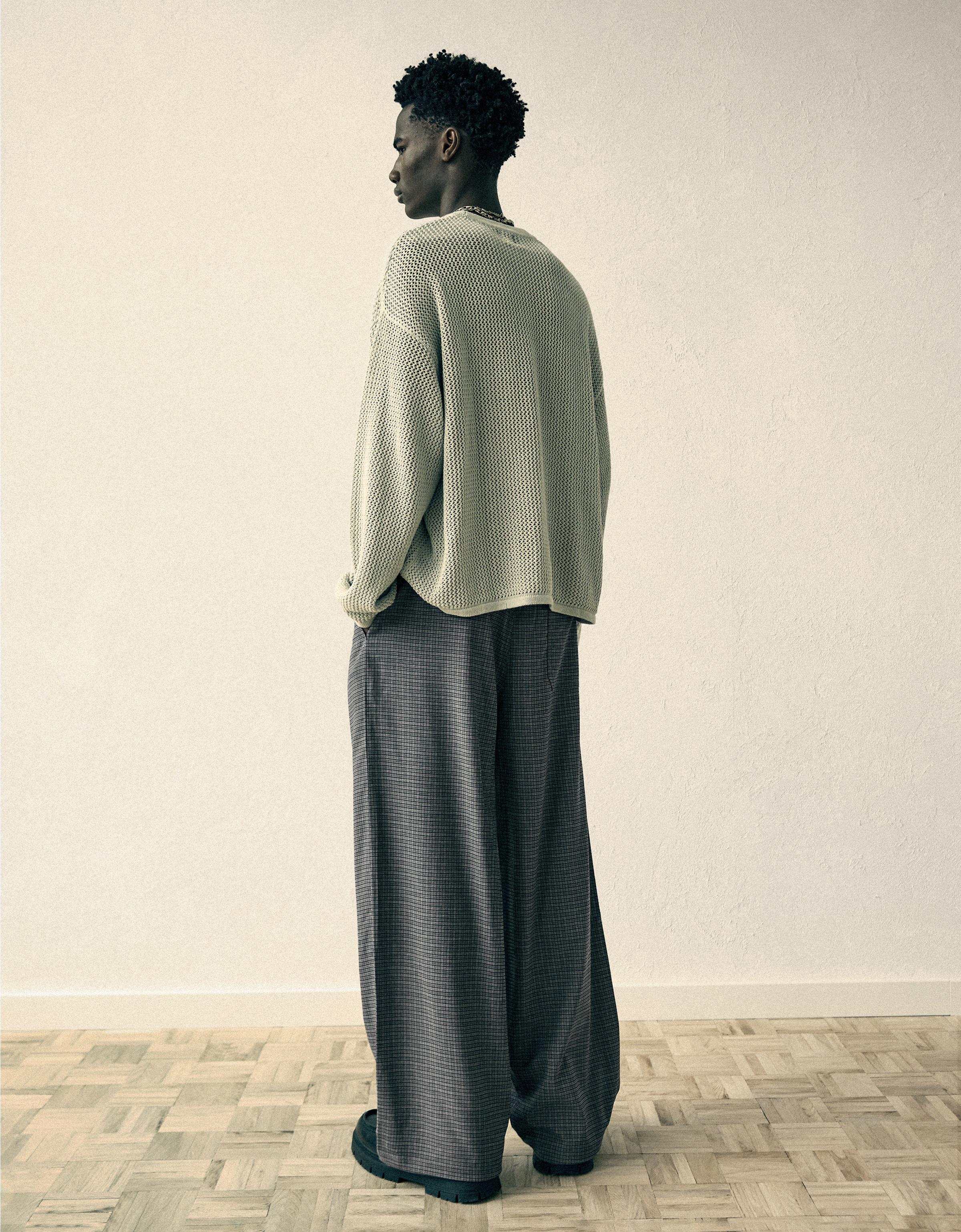 Baggy checked trousers — Mixed gray