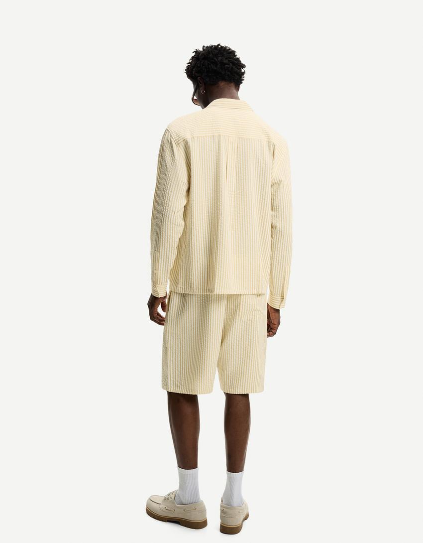 Ensemble chemise et bermuda à rayures-Ensemble chemise et bermuda à rayures