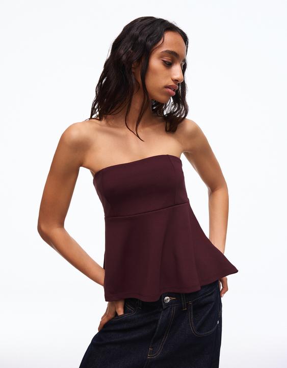 Peplum bandeau top