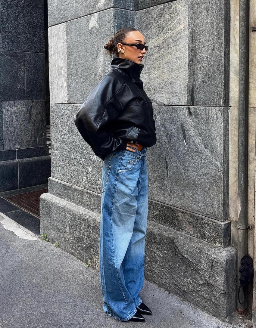 Oversize faux leather jacket