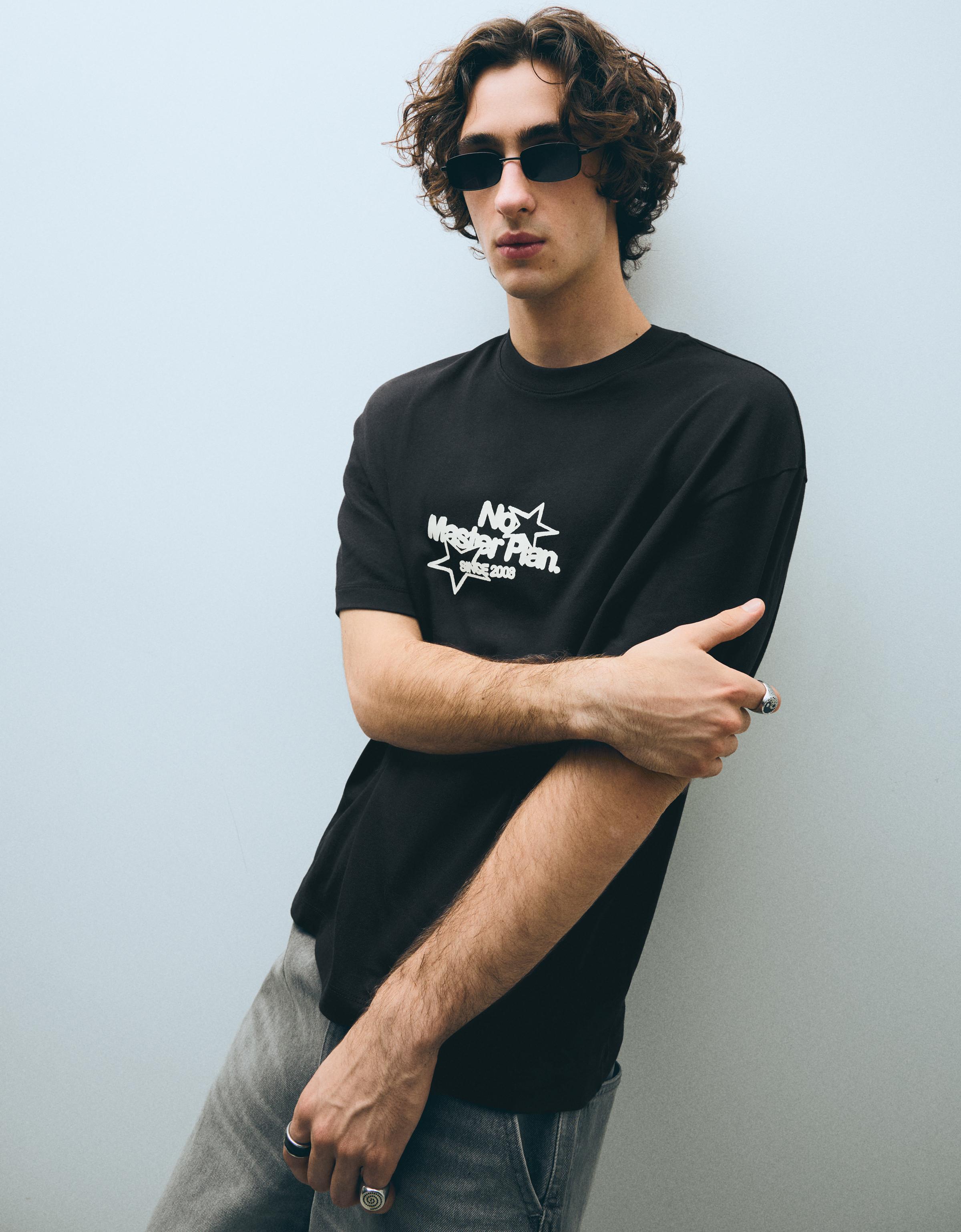 Boxy print T-shirt — Black