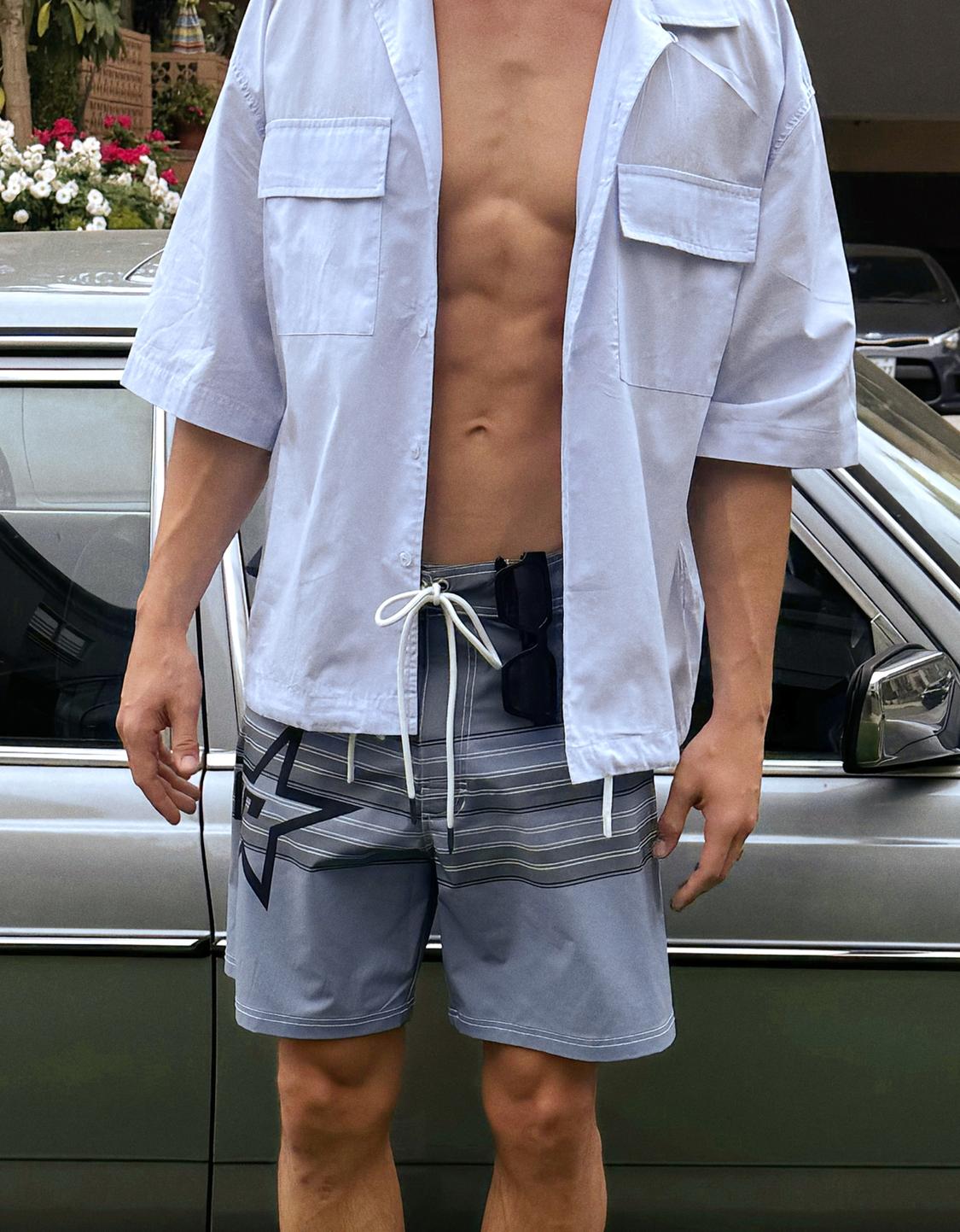 Long printed swimming trunks