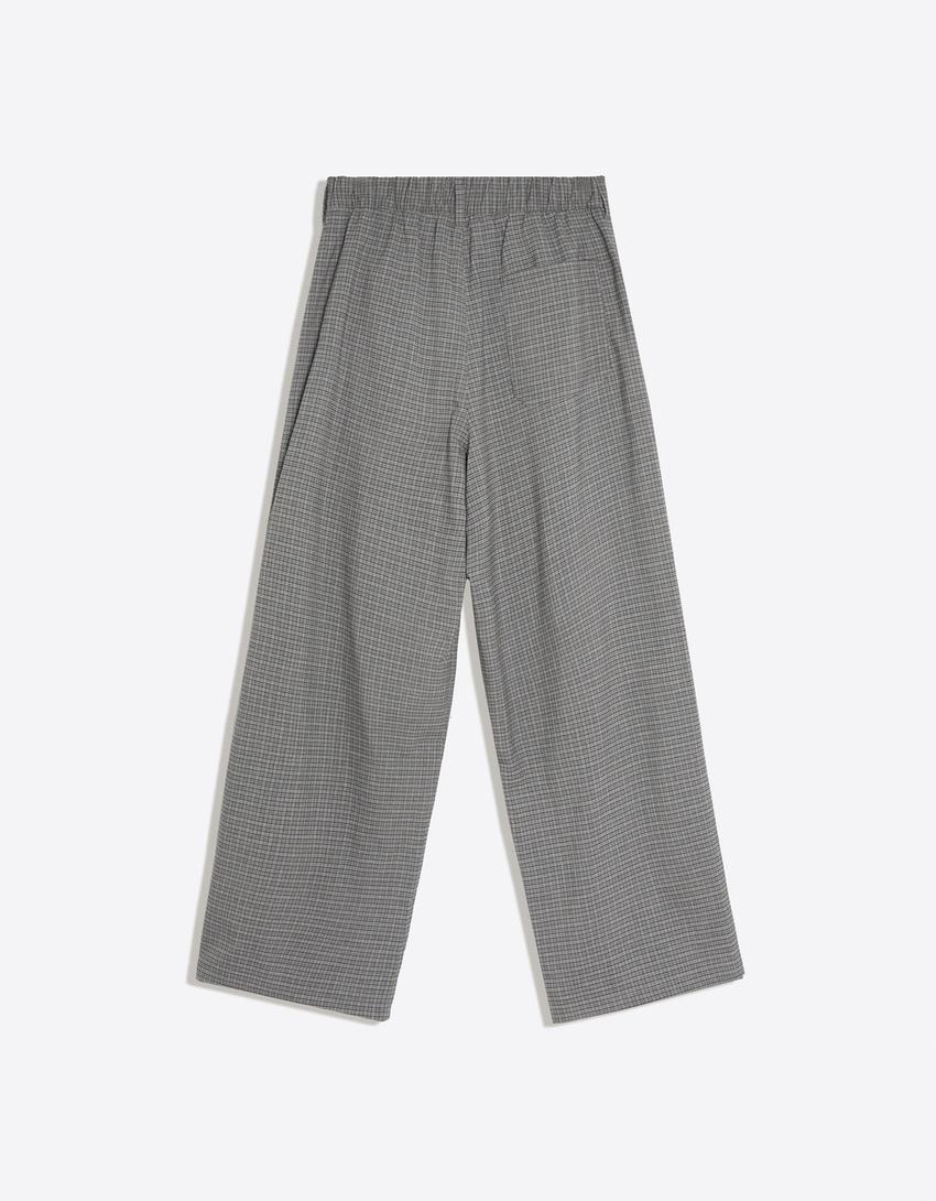 Pantaloni baggy a quadri-Grigio mélange