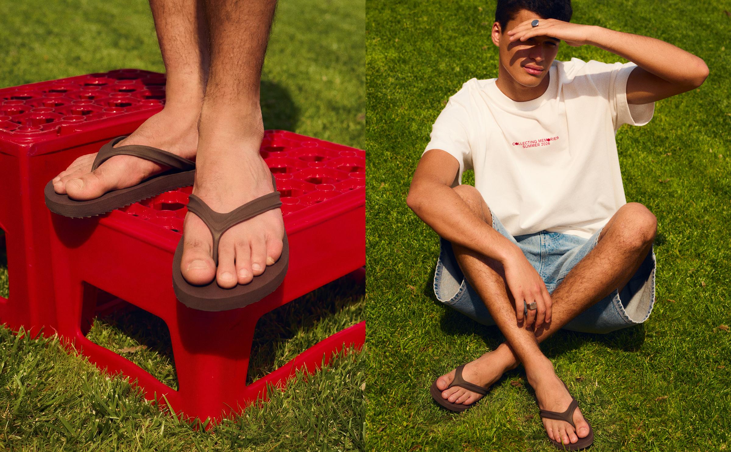 BASIC THONG SANDALS — Brown