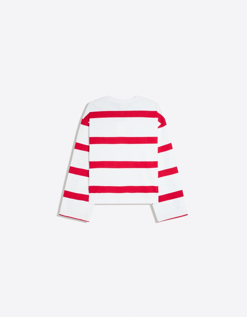 Camiseta manga larga print-Rojo