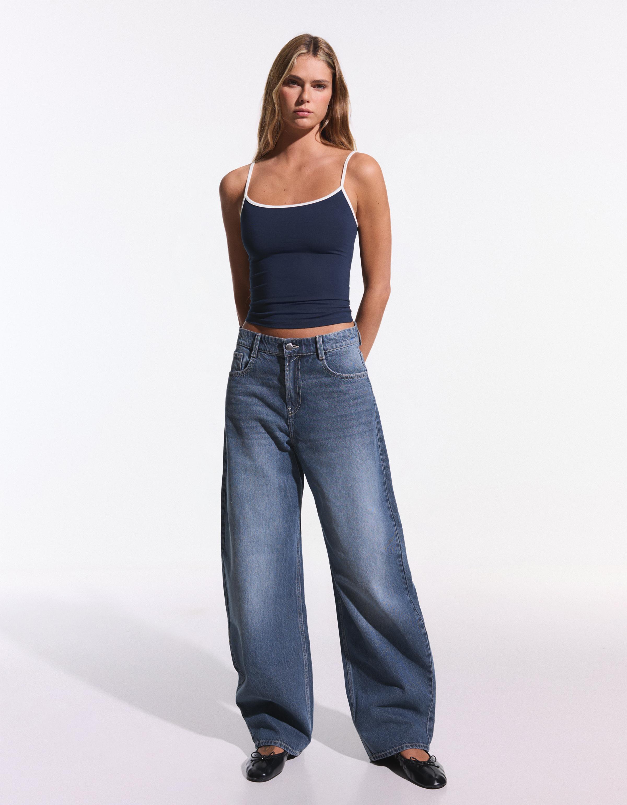 Contrast strappy top — Navy