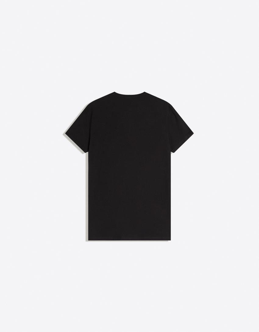 T-Shirt mit umgeschlagenen Ärmeln-Schwarz